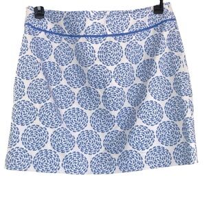 🐳 VINEYARD VINES Whale Pattern White & Blue Lined Mini Skirt Size 12